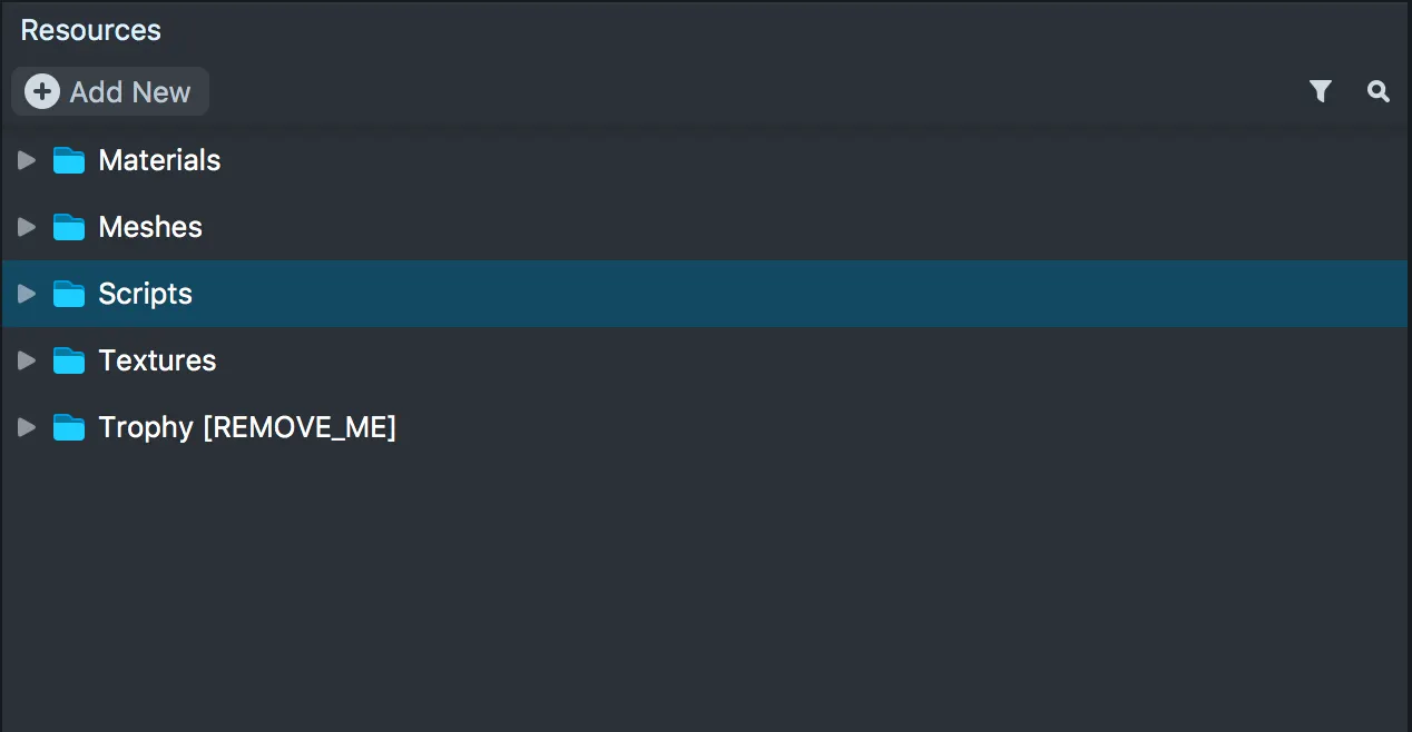 Resources View (Located in bottom left)
